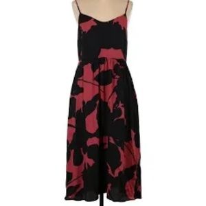 Loft black and burnt Sienna floral cami fit a- line dress size 10